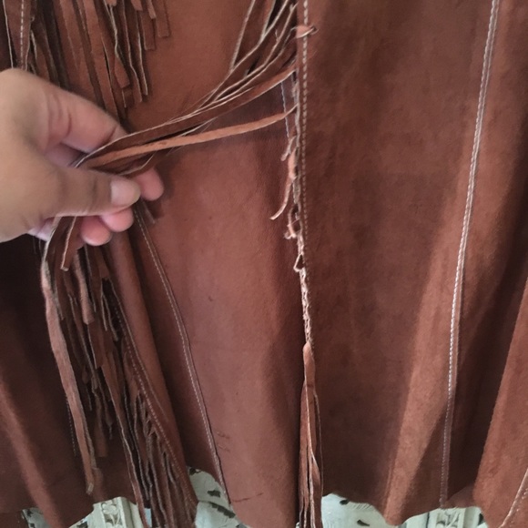 Bebe Fringe BOHO Leather Jacket DAMAGED - Picture 8 of 8